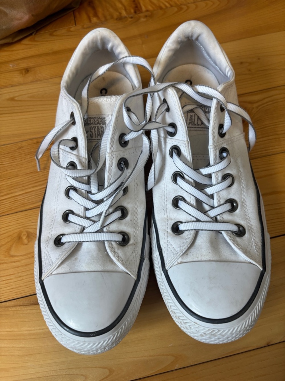 Converse White Low-Top Canvas Sneakers with Black Trim